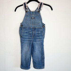 Oshkosh B'Gosh Denim Blue Jeans Unisex Overalls Size 2T Toddlers Girls or Boys